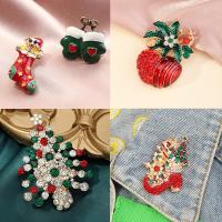 Christmas Jewelry Brooch , Zinc Alloy, plated & for woman & with rhinestone 