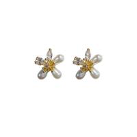 Zinc Alloy Rhinestone Stud Earring, plated & micro pave cubic zirconia & for woman 