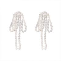 Fashion Fringe Earrings, Zinc Alloy, for woman, white, 83mm 