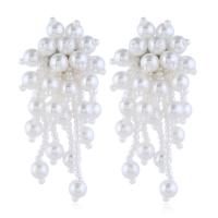 Fashion Fringe Earrings, Zinc Alloy, plated, for woman, white 