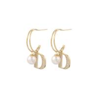 Zinc Alloy Rhinestone Drop Earring, gold color plated, for woman & with rhinestone, white 