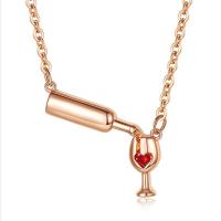 Messing Zirkonia Halskette, mit kubischer Zirkonia, Weinflasche, plattiert, Modeschmuck & für Frau & mit kubischem Zirkonia, keine, 15*25mm, verkauft von Strang