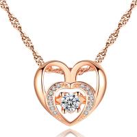 Brass Cubic Zirconia Necklace, with Cubic Zirconia, Heart, plated, fashion jewelry & for woman & with cubic zirconia 16*18mm 