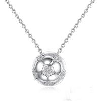 Cubic Zirconia Stainless Steel Necklace, with Cubic Zirconia, Football, plated, fashion jewelry & with cubic zirconia 13mm 