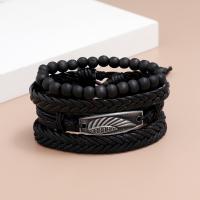 Men Bracelet, Faux Leather, bracelet, with waxed cord, plated, 4 pieces & fashion jewelry & for man 60mm 