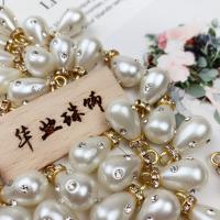 Plastic Zinc Alloy Pendants, Plastic Pearl, plated, fashion jewelry & DIY & for woman, beige 