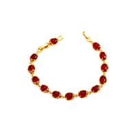 Gemstone Bracelets, Copper Alloy, with Gemstone, gold color plated, for woman 19cm 