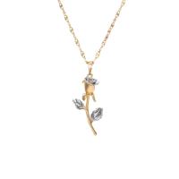 Collier de perles, Alliage de cuivre, Rose, Placage de couleur d'or, unisexe, 36mm Environ 17.99 pouce, Vendu par brin