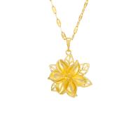 Copper Alloy Pendant, Flower, gold color plated, for woman, 33mm 