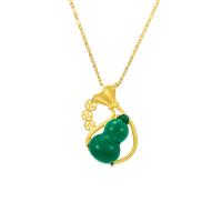 Collier de perles, Alliage de cuivre, avec jade Malaisie, Placage, pour femme & creux, 23mm, Vendu par PC