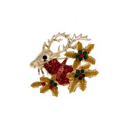 Broche de bijoux de Noël, alliage de zinc, Placage de couleur d'or, pour femme & avec strass, rouge Vendu par PC