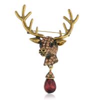 Broche de bijoux de Noël, alliage de zinc, Placage, pour femme & avec strass, rouge Vendu par PC