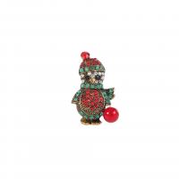 Christmas Jewelry Brooch , Zinc Alloy, silver color plated, for woman & with rhinestone, multi-colored 
