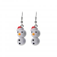 Christmas Earrings, Zinc Alloy, silver color plated, for woman, white 