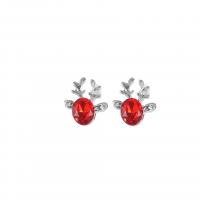 Christmas Earrings, Zinc Alloy, plated, for woman & with rhinestone 