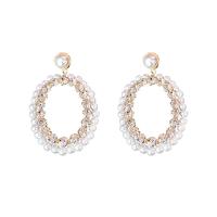 Zinc Alloy Rhinestone Drop Earring, gold color plated, for woman & with rhinestone, white 