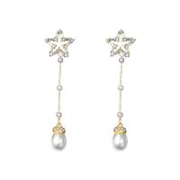 Zinc Alloy Rhinestone Drop Earring, gold color plated, micro pave cubic zirconia & for woman, white 