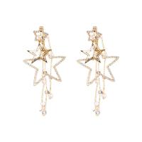 Zinc Alloy Rhinestone Drop Earring, gold color plated, for woman & with rhinestone 