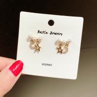 Zinc Alloy Rhinestone Drop Earring, gold color plated, for woman & with rhinestone 