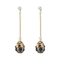 Zinc Alloy Rhinestone Drop Earring, gold color plated, for woman & with rhinestone 