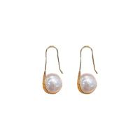 Zinc Alloy Stud Earring, gold color plated, for woman, white, 33mm 