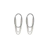 Zinc Alloy Rhinestone Drop Earring, silver color plated, for woman & with rhinestone 