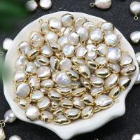 Freshwater Pearl Pendants, Round, gilding, DIY, white, 10*16mm 