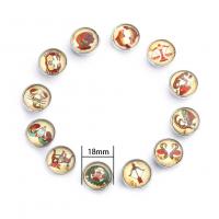 Jewelry Snap Button, Zinc Alloy, with Glass, Round, handmade, mixed pattern & DIY mixed colors, 18mm 