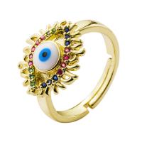 Messing Open -Finger-Ring, goldfarben plattiert, Einstellbar & Micro pave Zirkonia & für Frau, 15mm, verkauft von PC