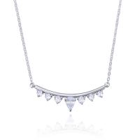 Cubic Zircon Micro Pave Sterling Silver Necklace, 925 Sterling Silver, with 1.96 inch extender chain, plated, micro pave cubic zirconia & for woman 2.7mm Approx 16.53 Inch 