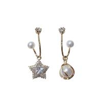 Zinc Alloy Rhinestone Drop Earring, silver color plated, for woman & with rhinestone, white 