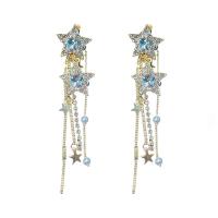 Zinc Alloy Rhinestone Drop Earring, gold color plated, for woman & with rhinestone 