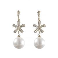 Zinc Alloy Rhinestone Drop Earring, silver color plated, for woman & with rhinestone, white, 45mm 