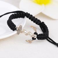 Fashion Zinc Alloy Bracelets, Polyester Cord, with Zinc Alloy, Anchor, plated & Adjustable & for woman 30mm 