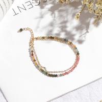 Tourmaline Bracelet, with Brass, Round, plated, fashion jewelry & for woman, multi-colored, 200mm 