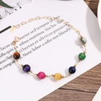 Gemstone Bracelets, with Brass, Round, plated, fashion jewelry & for woman, multi-colored, 155+50mm 