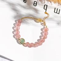 Quartz Bracelets, with Brass, Round, plated, fashion jewelry & for woman, pink, 210mm 