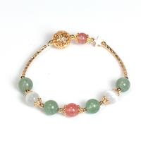 Quartz Bracelets, Gemstone, with Brass, Round, plated, fashion jewelry & for woman 150mm 