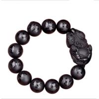 Black Obsidian Bracelet, polished, Unisex grey 