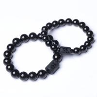Schwarzer Obsidian -Armband, poliert, unisex & verschiedene Größen vorhanden, schwarz, verkauft von Strang