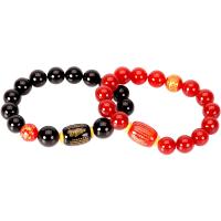 Black Obsidian Bracelet, with Red Agate, polished, Unisex 