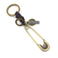 Zinc Alloy Key Clasp, with PU Leather, plated, Unisex, 140mm 