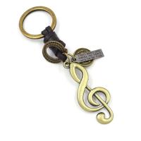 Zinc Alloy Key Clasp, with PU Leather, Music Note, plated, Unisex, 125mm 