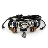 PU Leather Cord Bracelets, Zinc Alloy, with PU Leather, plated, Adjustable & Unisex Approx 7.08 Inch 