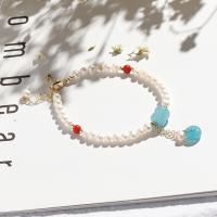 Cultured Freshwater Pearl Bracelets, with Quartz, Round, polished, Adjustable & fashion jewelry & for woman, white, 190mm 