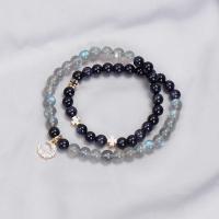 Gemstone Bracelets, Labradorite, with Blue Goldstone, Round, polished, fashion jewelry & for woman, mixed colors, 350mm 