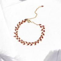 Gemstone Bracelets, Spinel, with Brass, plated, fashion jewelry & for woman 220mm 