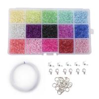 Kinder-DIY Saiten-Perlen-Set, Glas, gemischt, gemischte Farben, 3mm, verkauft von Box