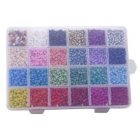 Kinder-DIY Saiten-Perlen-Set, Glas, mit Acryl, Einbrennlack, gemischt, keine, 4mm, verkauft von Box