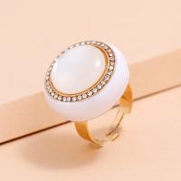 Zinc Alloy Open Finger Ring, plated, fashion jewelry & for woman & with rhinestone, white 